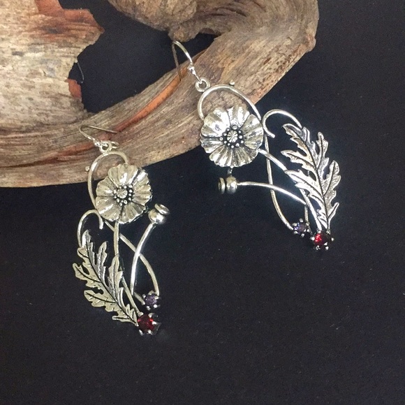 ๐50% OFF/3+...Antique Style Poppy Flower Dangle Earrings - Picture 4 of 10